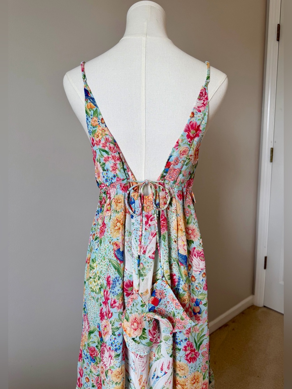 NWT FARM Rio Multicolor Rendeira Ruffled Sleeveless Maxi Dress - Picture 6 of 13